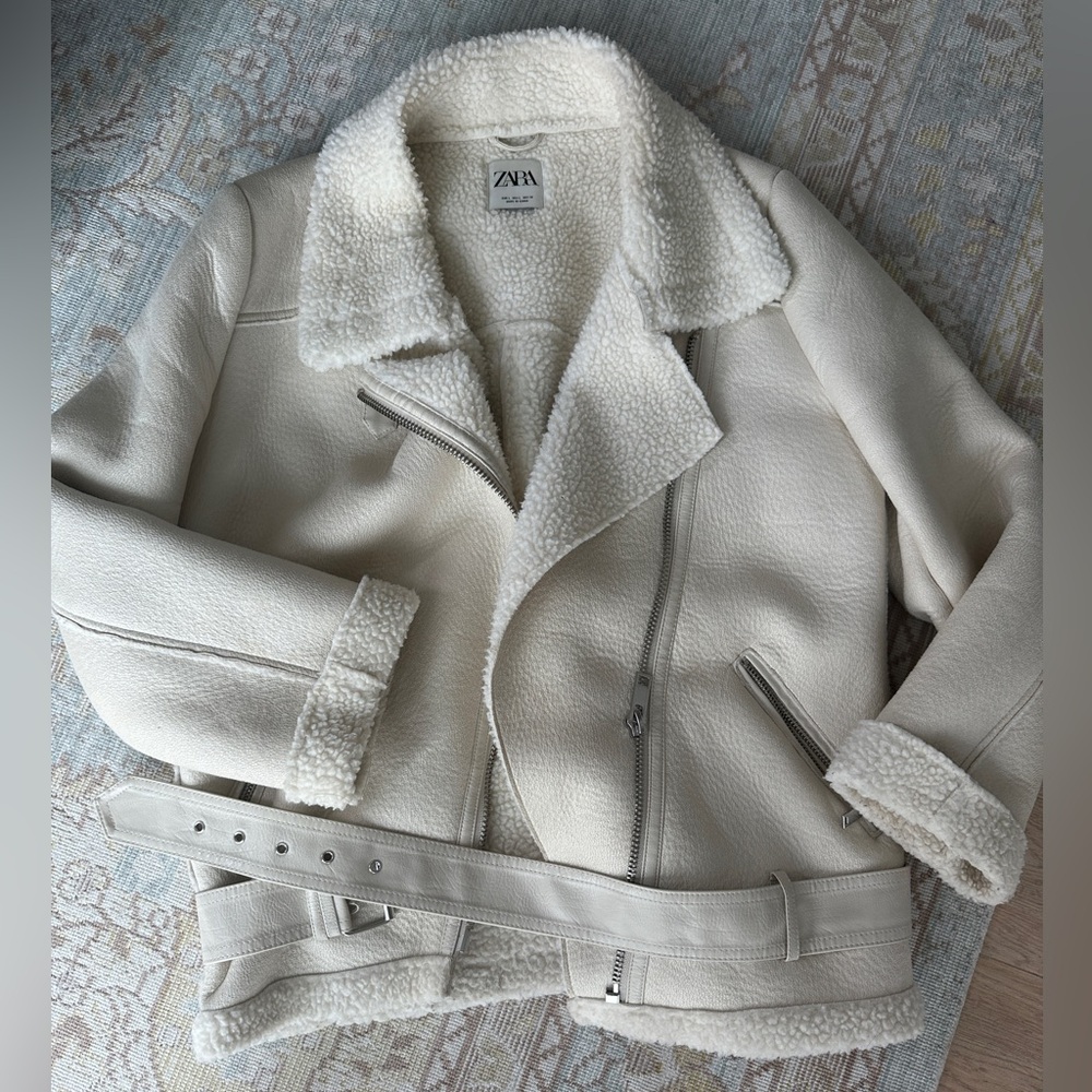 Zara Cream Shearling Jacket